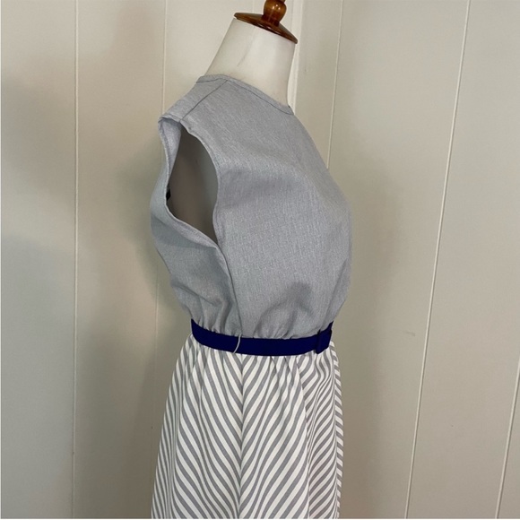 Vintage 70s Dress Women’s M Stripe Cap Dolman Sleeve A-Lime Blouson‎ Midi - Picture 9 of 10